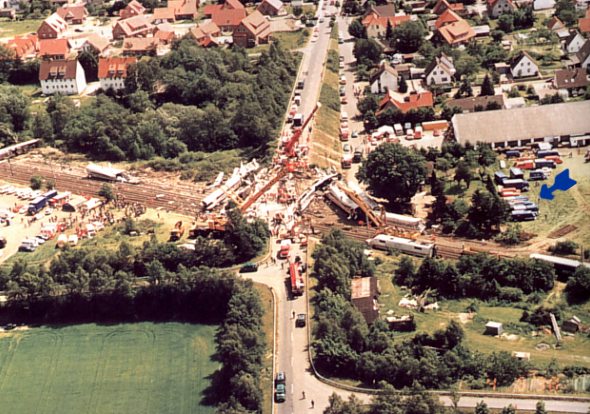 Luftaufnahme der Schadensstelle vom 04.06.1998